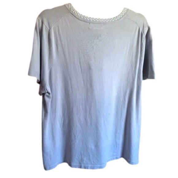 Karl Lagerfeld embellished crew neck t-shirt light blue women's size XL NWT - Picture 3 of 6